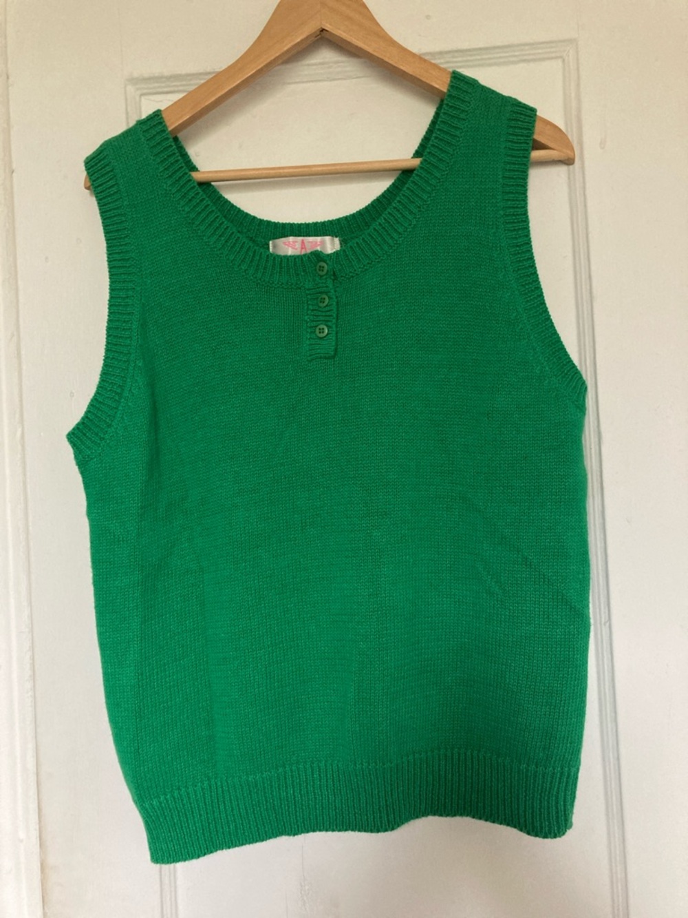 Vintage Green Knit Button-Front Tank Top